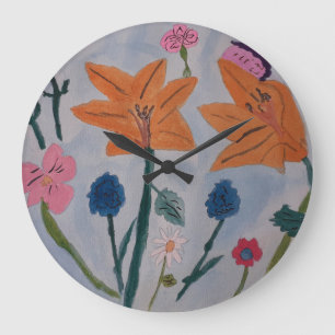 Orange Lilies Clock