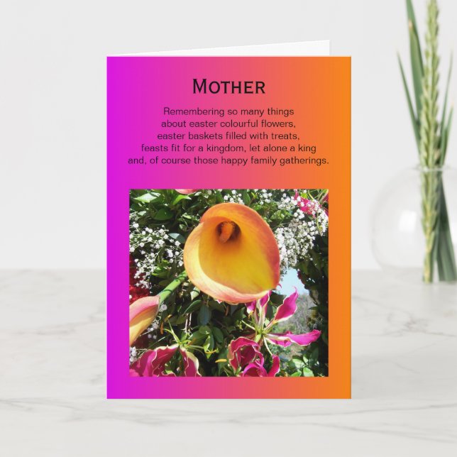 Orange Lilly Mum Easter Holiday Card (Front)