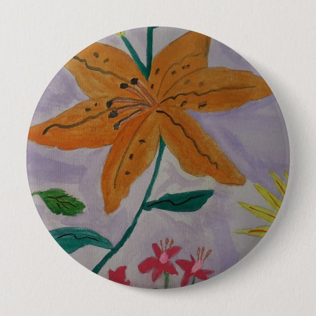 Orange Lily 10 Cm Round Badge (Front)