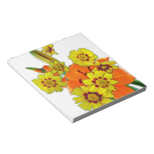 orange lily and daisy flowers notepad