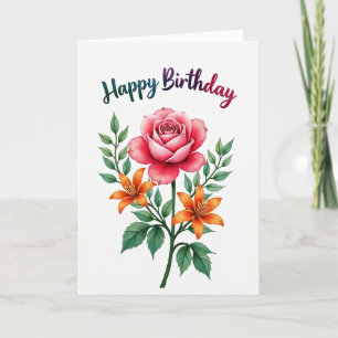 Orange Lily Birthday Card