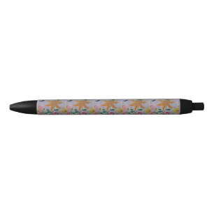 Orange Lily Black Ink Pen