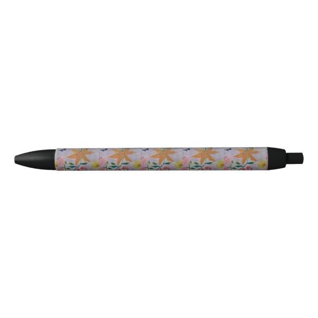 Orange Lily  Black Ink Pen (Front)