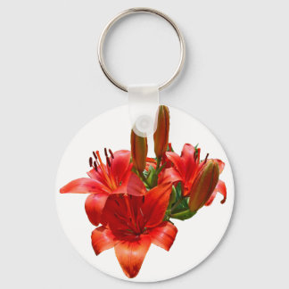 Orange Lily Blossoms Key Ring