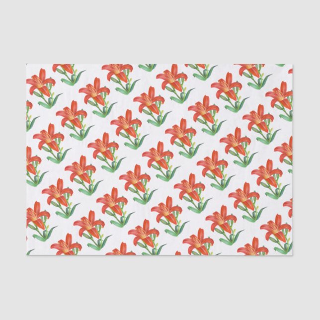 Orange Lily Botanical Illustration Tissue Paper (Front)