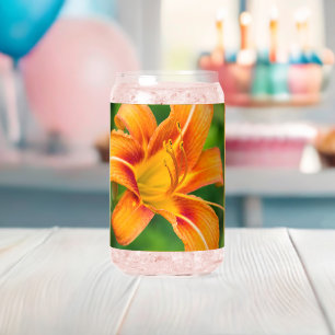 Orange Lily Can Glass