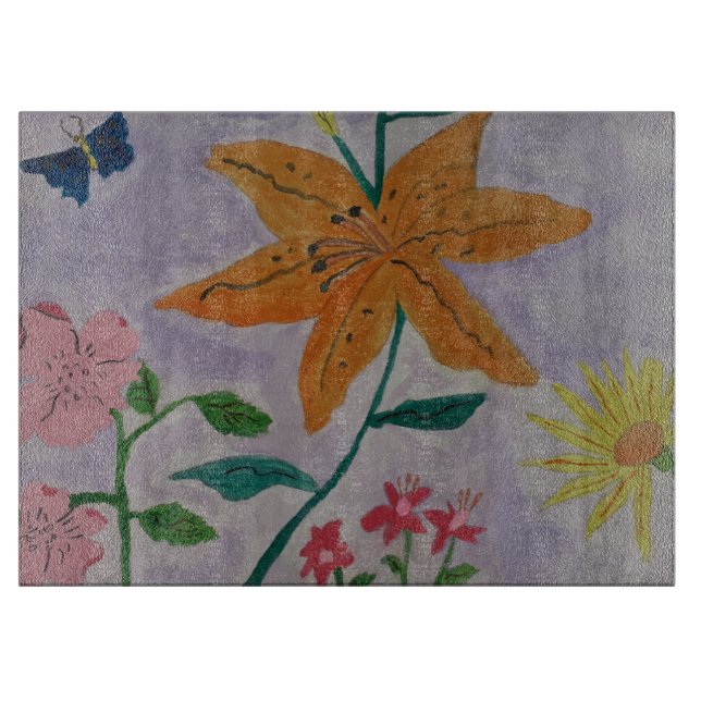 Orange Lily Cutting Board (Front)