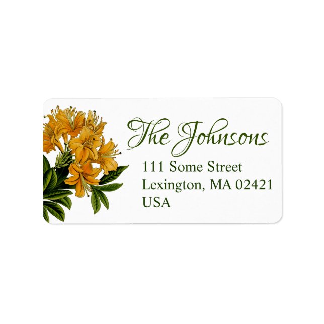 Orange Lily Floral Return Address Labels (Front)