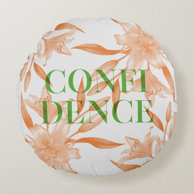 Orange Lily Flower Meaning Round Pillow (Front)