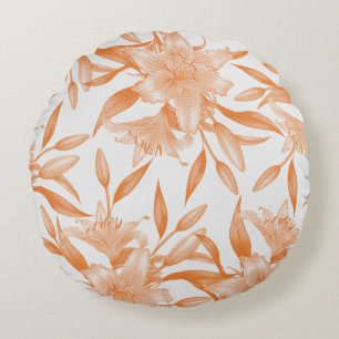 Orange Lily Flower Meaning Round Pillow