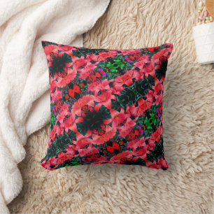 Orange Lily Flowers Abstract Art Pattern  Cushion