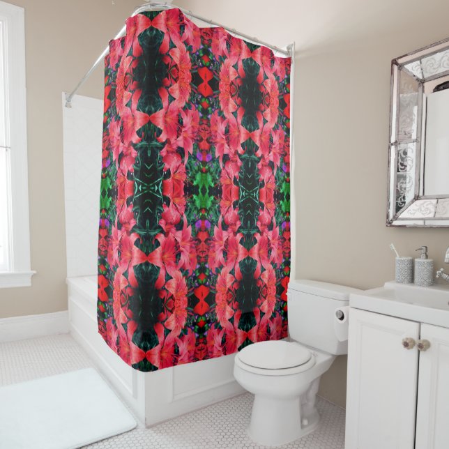 Orange Lily Flowers Abstract Art Pattern    Shower Curtain (In Situ)