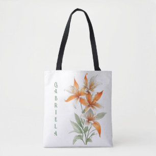 Orange Lily Flowers Personalised Tote Bag