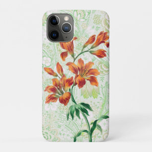 Orange Lily Flowers Vintage Style  iPhone 11 Pro Case