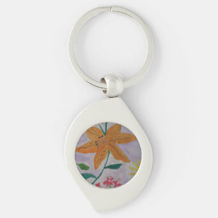 Orange Lily Metal Key Ring