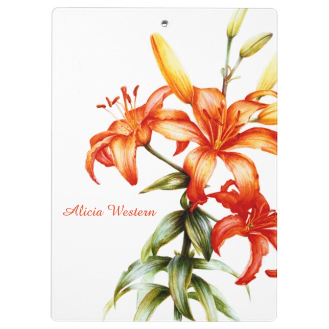 Orange Lily painting clipboard (Back)