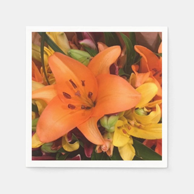 Orange Lily Paper Napkin (Front)