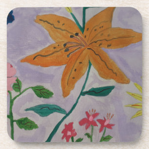 Orange Lily Plastic Coaster