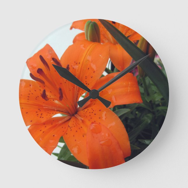 Orange LIly Round Clock (Front)