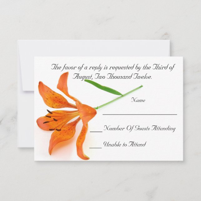 Orange Lily RSVP Card (Front)