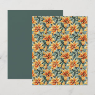 Orange Lily & Sage Background Scrapbook Paper