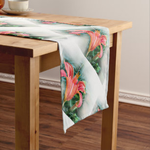 orange lily short table runner