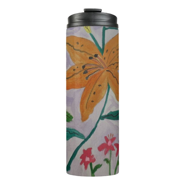 Orange Lily Thermal Tumbler (Front)