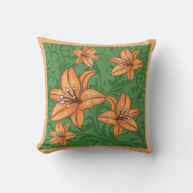 Orange Lily Throw Pillow (Front)