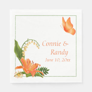 Orange Lily Wedding Napkin