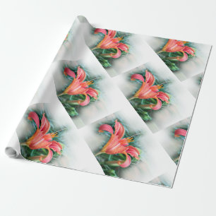 orange lily wrapping paper