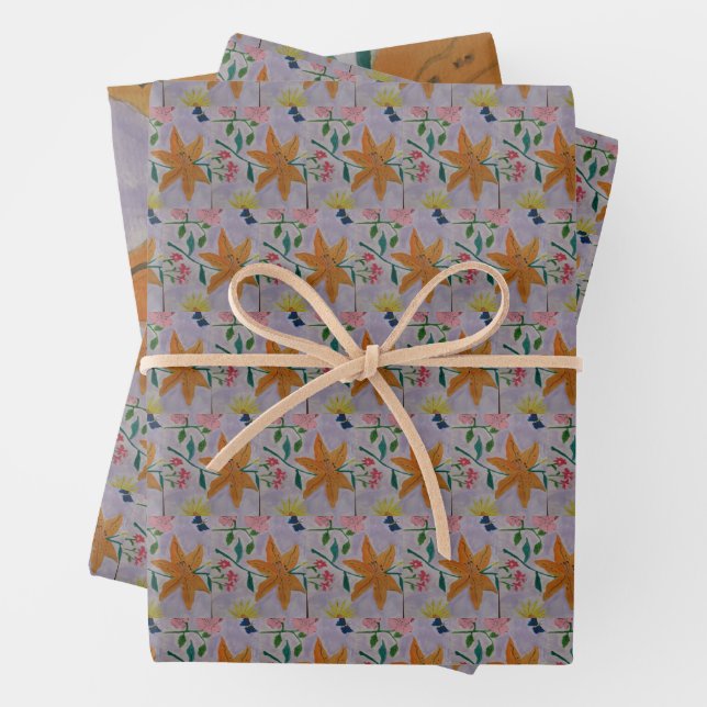 Orange Lily  Wrapping Paper Sheet (In situ)