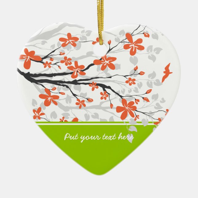 Orange lime green magnolia flowers ornament (Front)