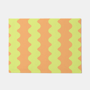 Orange Lime Wavy Stripe Bold Modern Entryway  Doormat