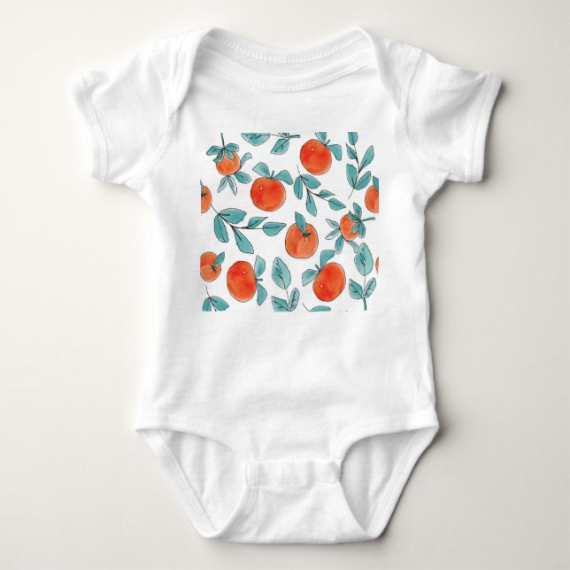 Orange line art: seamless pattern baby bodysuit (Front)