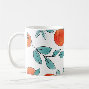 Orange line art: seamless pattern coffee mug