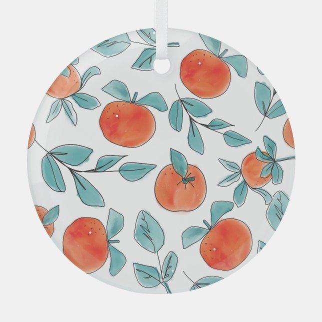 Orange line art: seamless pattern glass tree decoration (Front)