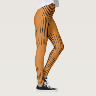 Orange Lined Circles  Leggings