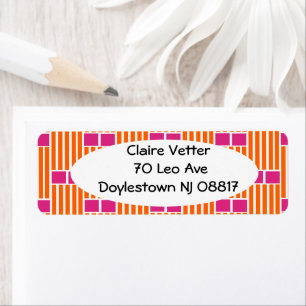 Orange Lines and Pink Boxes  Return Address Label