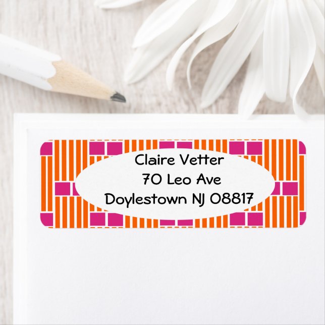 Orange Lines and Pink Boxes  Return Address Label (Insitu)