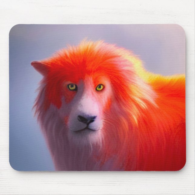 Orange Lion Creature Mouse Pad (Front)