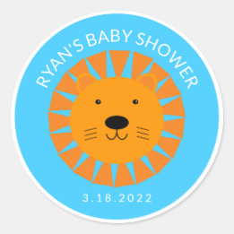 Orange Lion Cub Animal Custom Baby Shower Birthday Classic Round Sticker