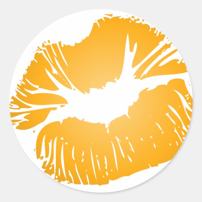 Orange Lips Classic Round Sticker (Front)