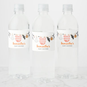 Orange Little Boo Baby Shower Water Bottle Label