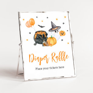 Orange Little Boo Ghost Baby Shower Diaper Raffle Poster