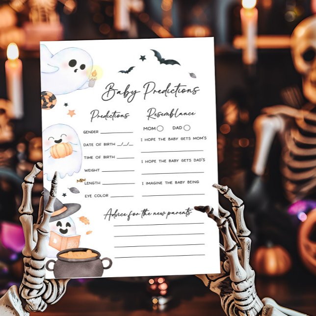Orange Little Boo Halloween Baby Predictions Game (Orange Little Boo Baby Shower Baby Predictions Game)