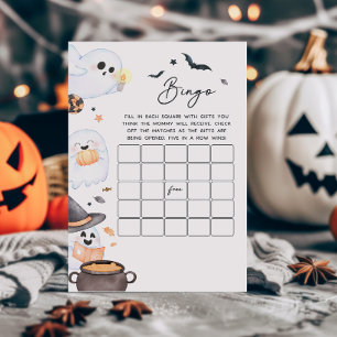 Orange Little Boo Halloween Baby Shower Bingo Game