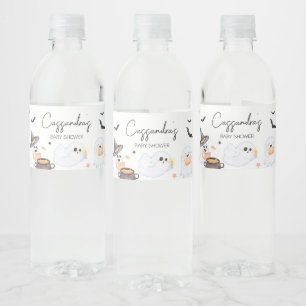 Orange Little Boo Halloween Baby Shower  Water Bottle Label