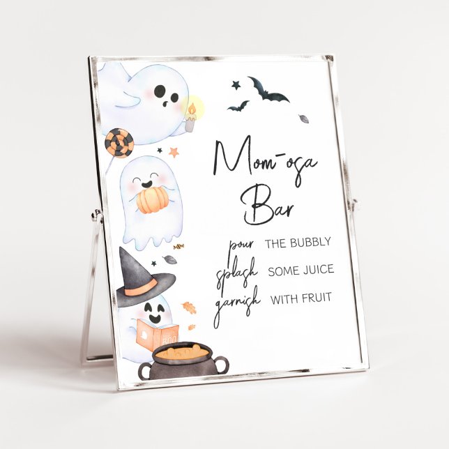 Orange Little Boo Halloween Mum Osa Bar Poster (Orange Little Boo Baby Shower Mom Osa Bar Sign)