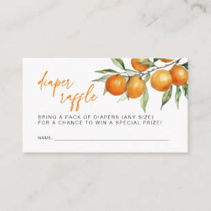 Orange Little Cutie Baby Shower Diaper Raffle Enclosure Card