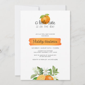 Orange Little Cutie Baby Shower Invitation